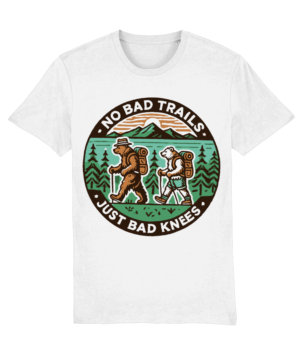 Tricou personalizat cadou pentru iubitorii de hiking drumetii campat in natura No bad trails just bad knees