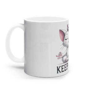 Cană ceramică albă „Keep calm”