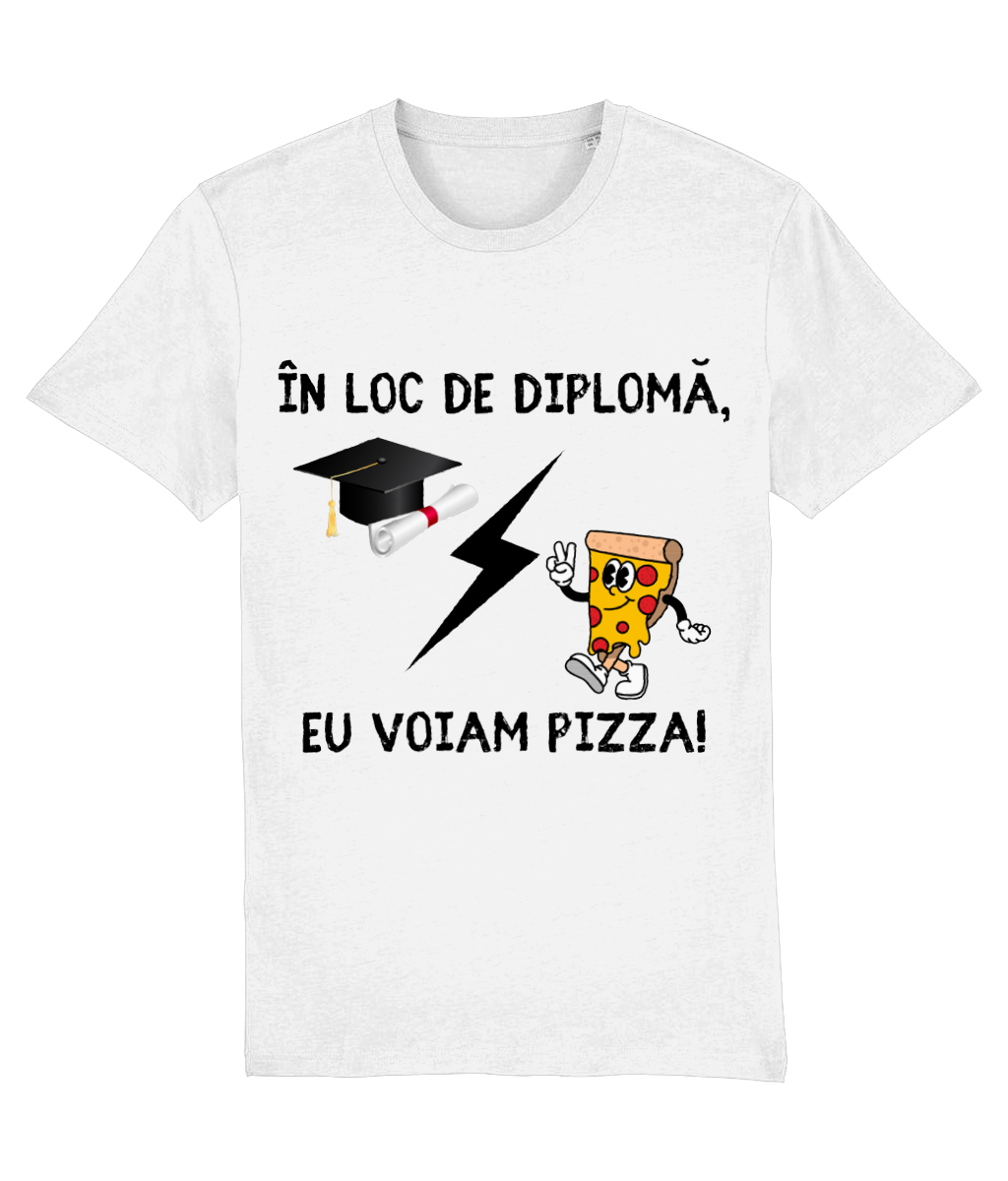 Tricou personalizat cadou amuzant de absolvire gimnaziu liceu facultate master fete baieti femei barbati In loc de diploma eu voiam pizza