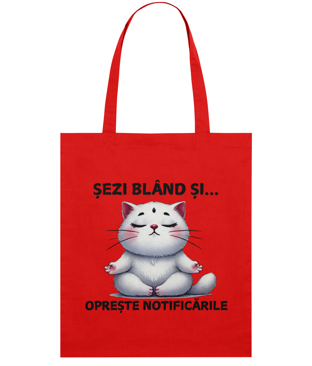 Sacoșă din bumbac „Șezi blând și oprește notificările” - imagine 4