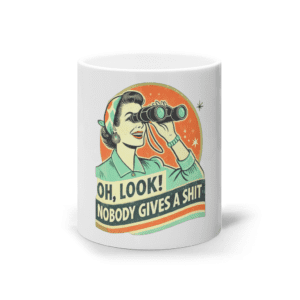 Cană ceramică albă „Nobody gives a shit”