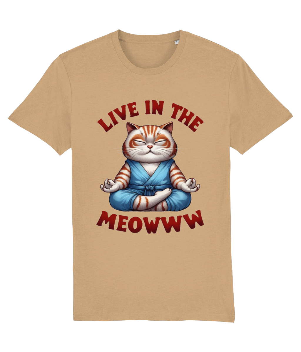 Tricou barbati femei Live in the meowww pentru iubitori de pisici feline yoga meditatie relaxare pace