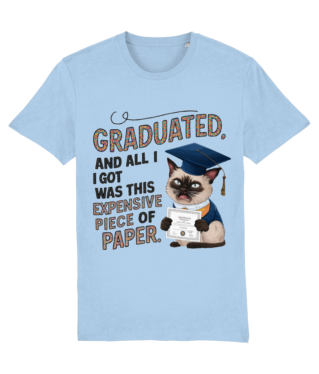 Tricou cadou personalizat de absolvire liceu facultate pentru iubitori de pisici