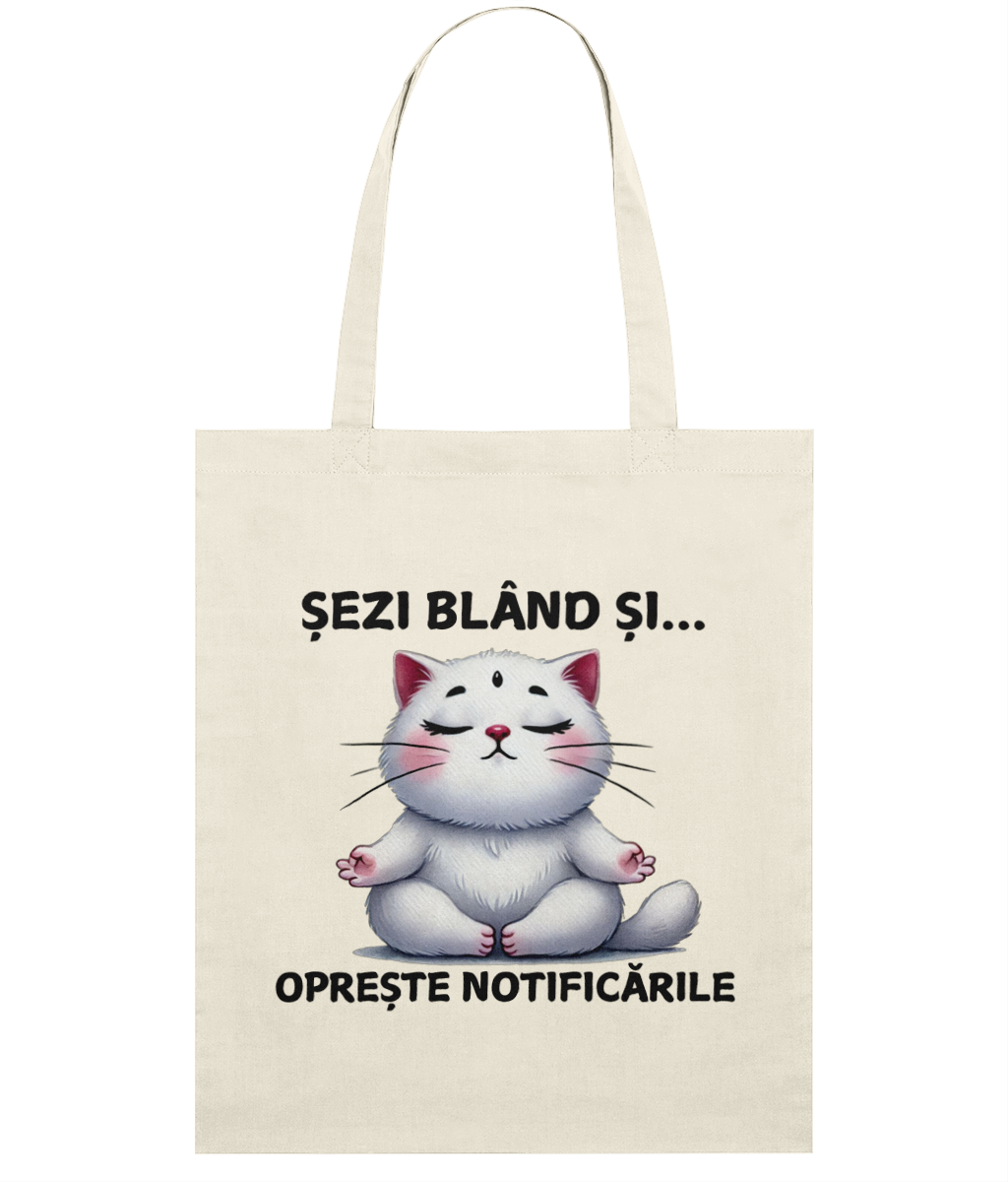 Sacoșă din bumbac „Șezi blând și oprește notificările” - imagine 5