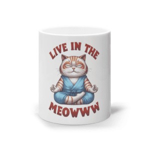 Cană ceramică albă „Live in the meowww”