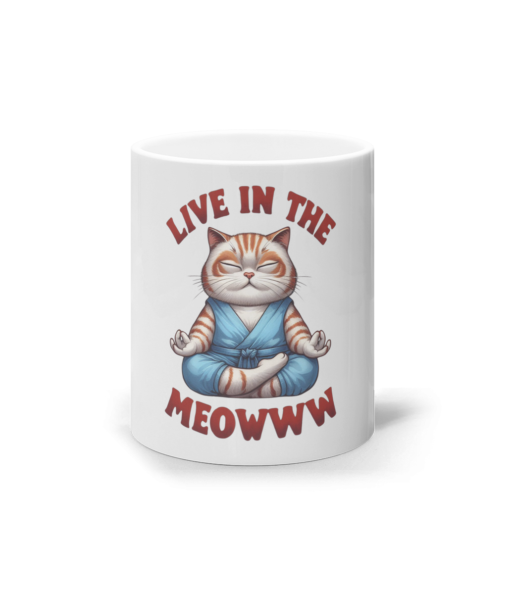 Cana ceramica Live in the meowww petru iubitorii de pisici, pace, relaxare, yoga