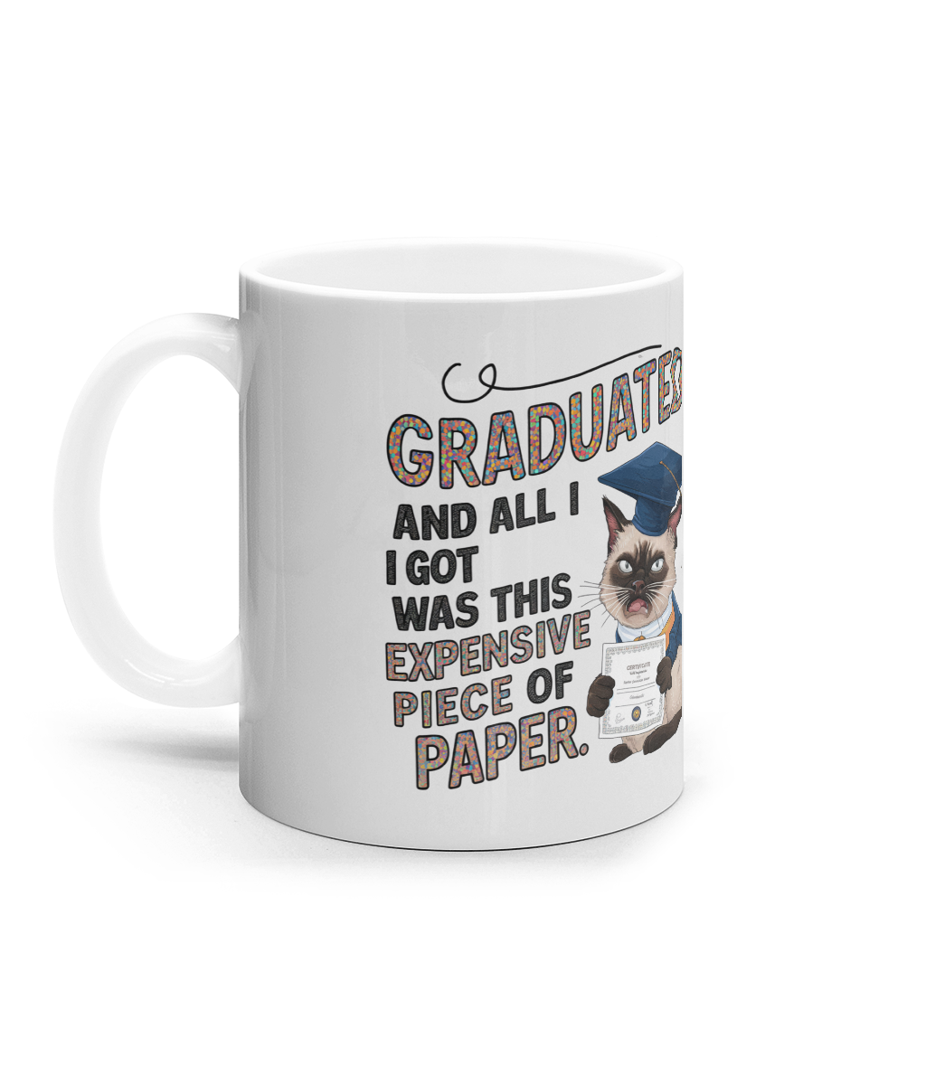 Cana ceramica cadou amuzant personalizat de absolvire pentru iubitorii de pisici fete baieti liceu facultate
