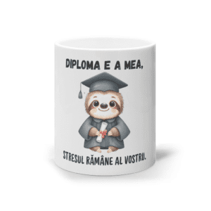 Cană ceramică albă „Diploma e a mea”
