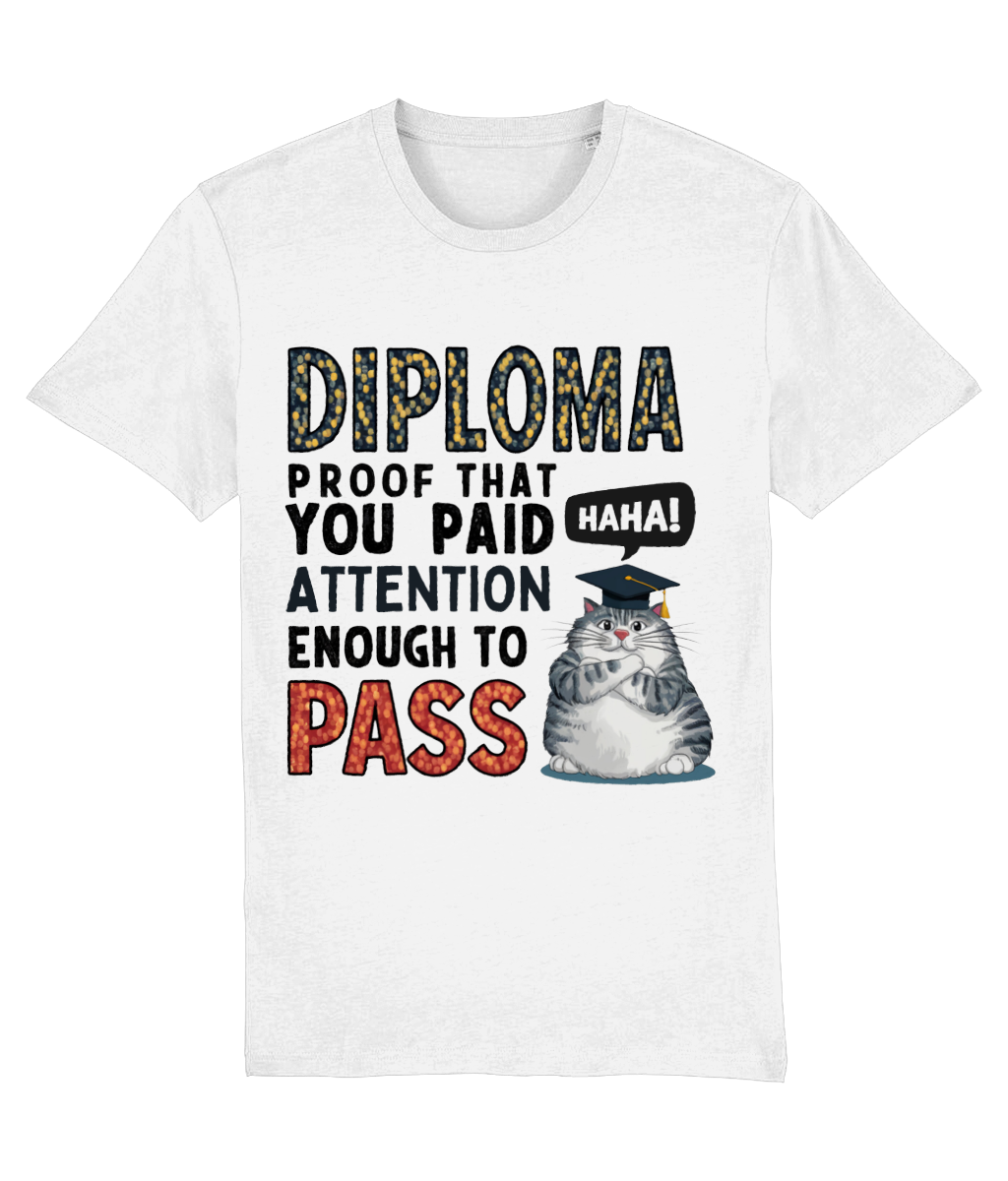 Tricou cadou personalizat pentru absolventi si absolvente de liceu sau facultate fete baieti iubitori de pisici Diploma proof that you paid attention enough to pass