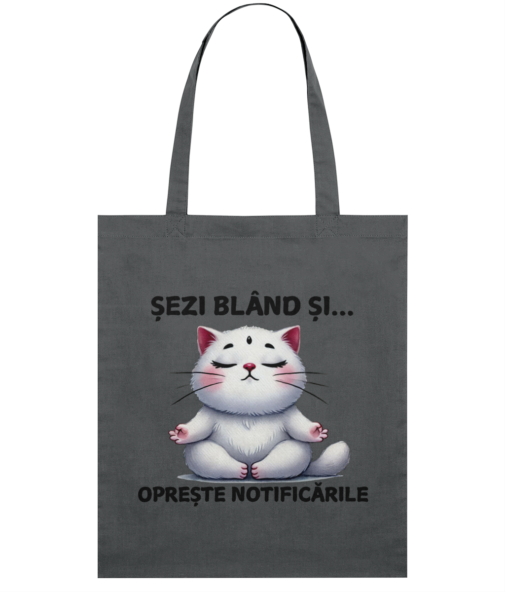 Sacoșă din bumbac „Șezi blând și oprește notificările” - imagine 7