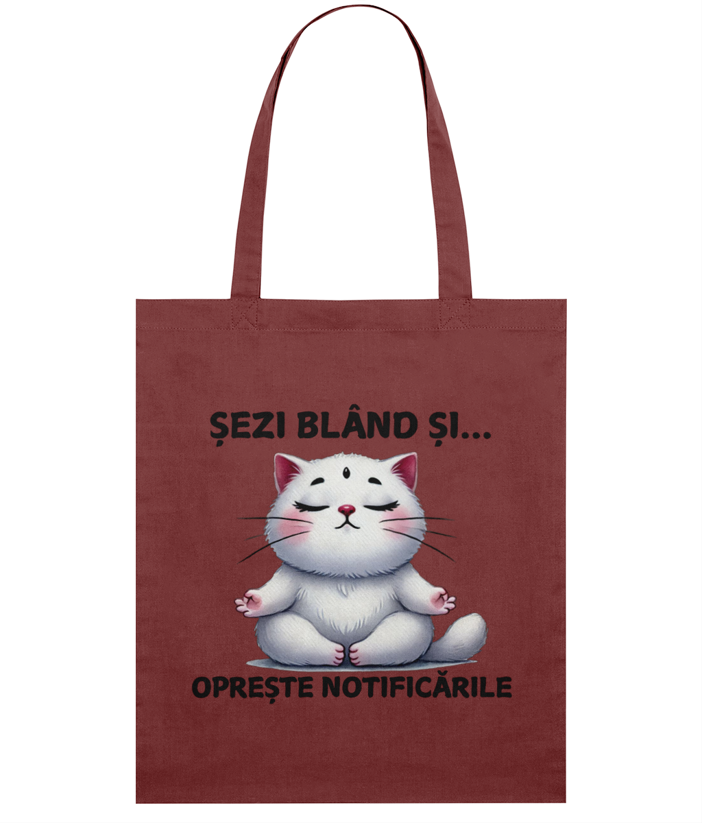 Sacoșă din bumbac „Șezi blând și oprește notificările” - imagine 6