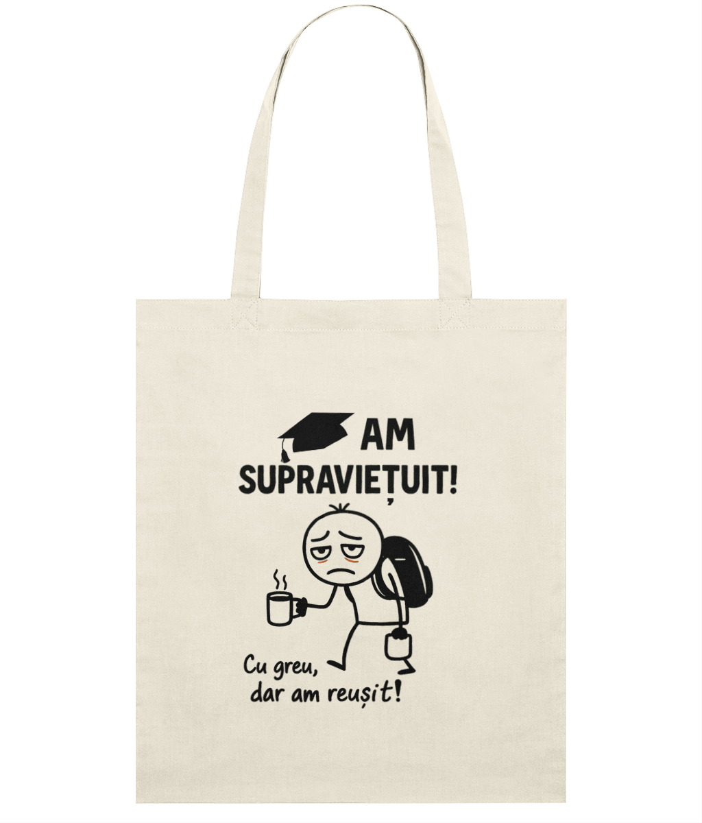 Sacosa din bumbac cadou personalizat amuzant pentru absolventi de liceu gimnaziu facultate master doctorat