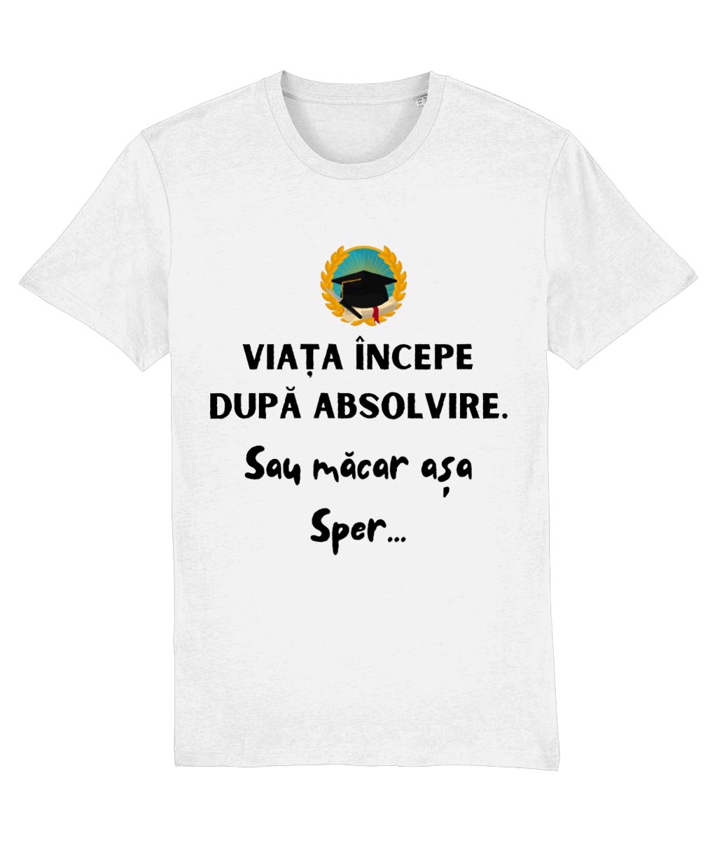 Tricou personalizat cadou amuzant pentru absolventi gimnaziu liceu facultate master fete baieti Viata incepe dupa absolvire