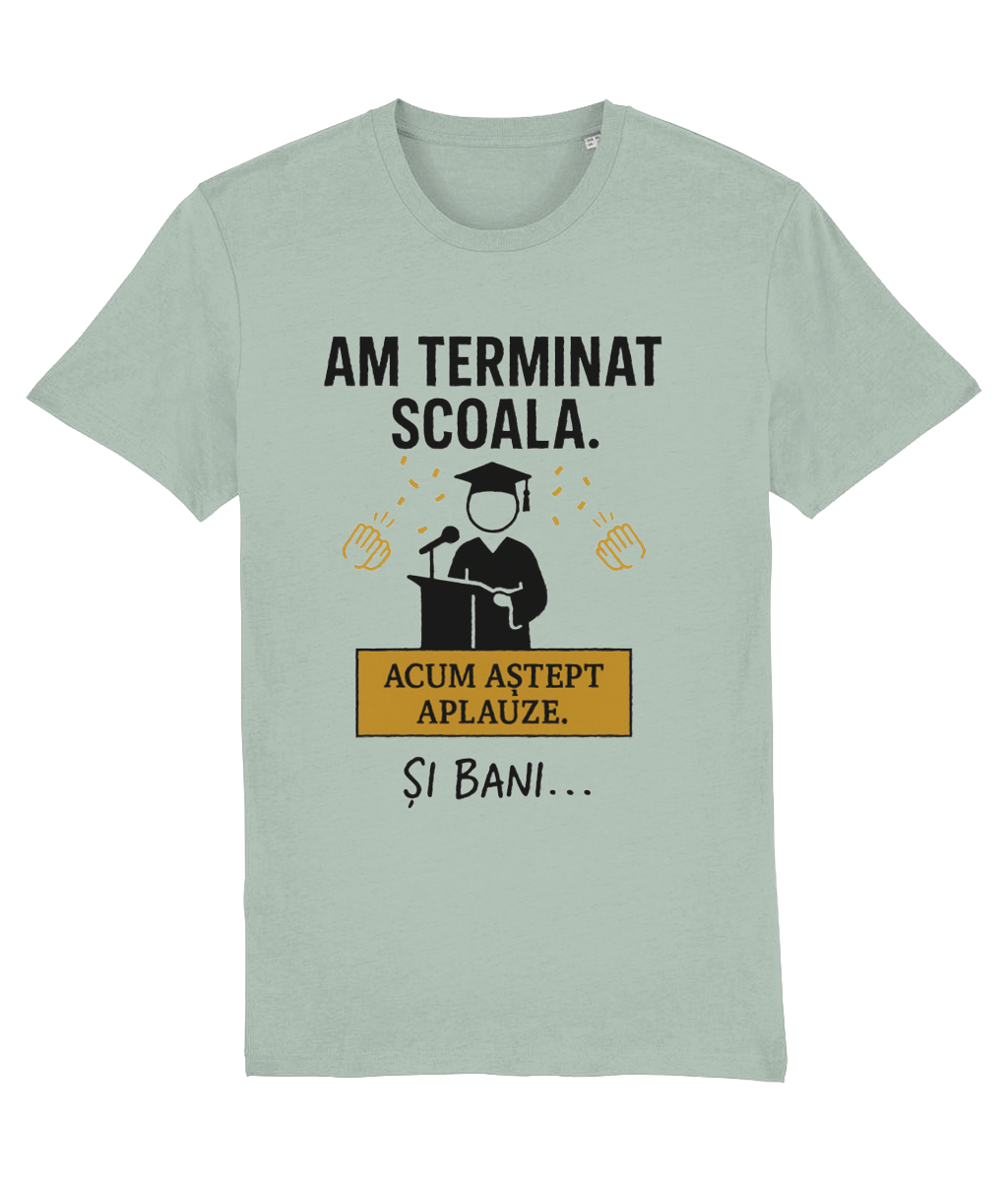Tricou barbati femei fete baieti cadou personalizat amuzant pentru absolvire scoala gimnaziu liceu facultate master doctorat