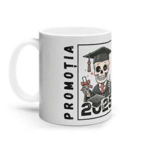 Cană ceramică albă „Promoția 2025 – Am reușit!”