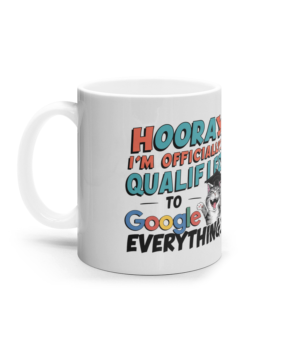 Cana ceramica alba cadou personalizat amuzant pentru absolvire liceu facultate studenti fete baieti iubitori de pisici