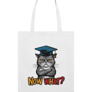 Sacoșă din bumbac pentru absolvenți „Now what?”