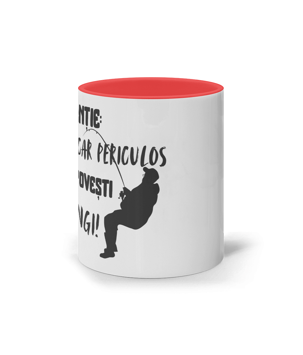 Cană ceramică „Atenție: pescar periculos cu povești lungi" - imagine 2