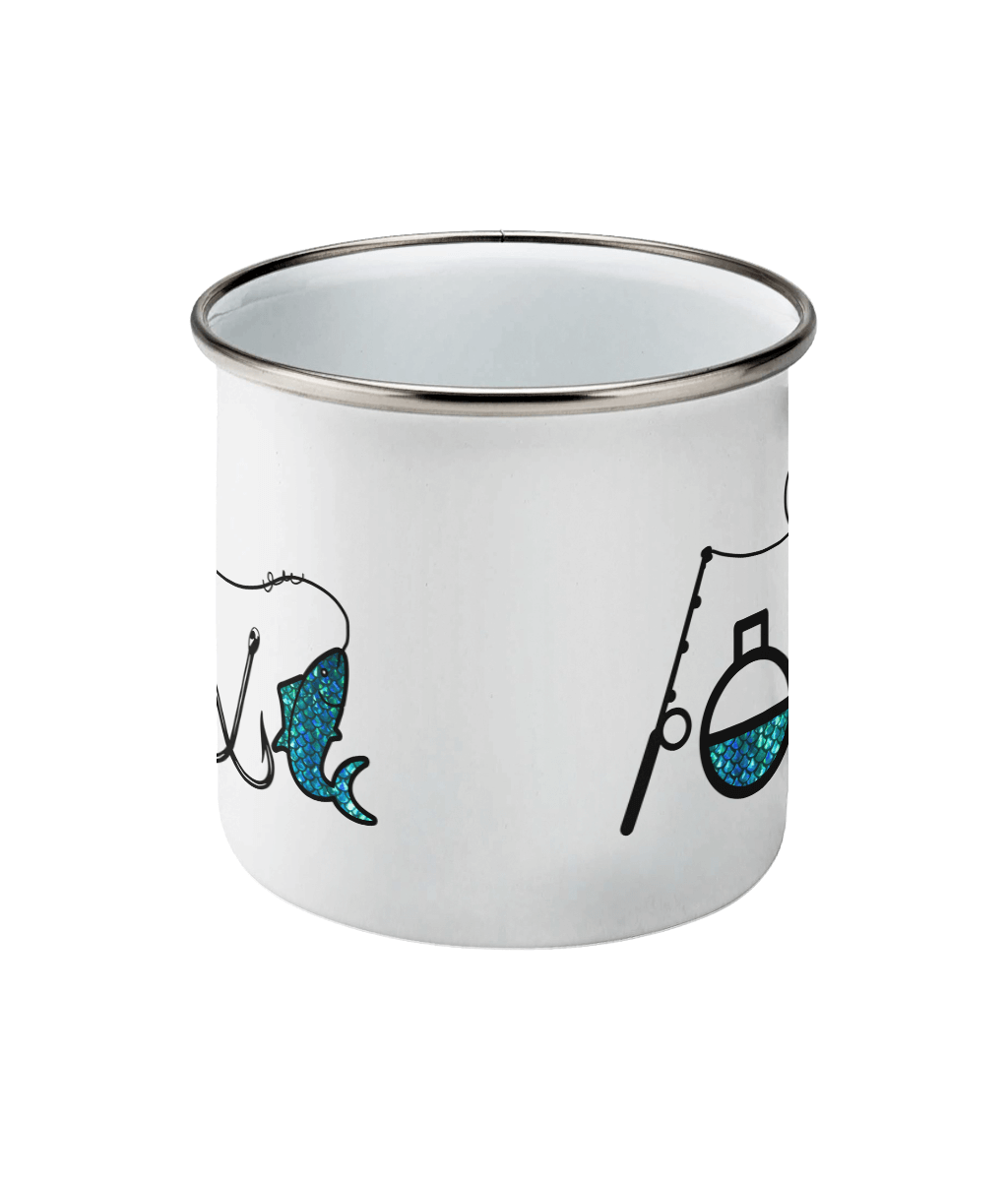 Cană emailată „I love fishing” - imagine 3