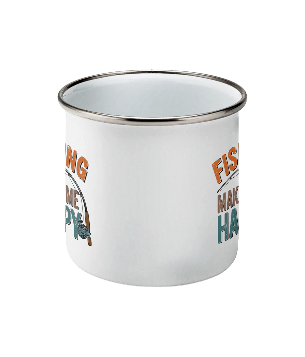 Cană emailată „Fishing makes me happy” - imagine 2