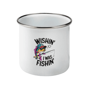 Cană emailată „Wishin’ I was fishin’”