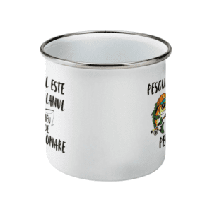 Cană emailată „Pescuitul este planul meu de pensionare”