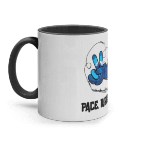 Cană ceramică colorată „Pace, iubire, pescuit”