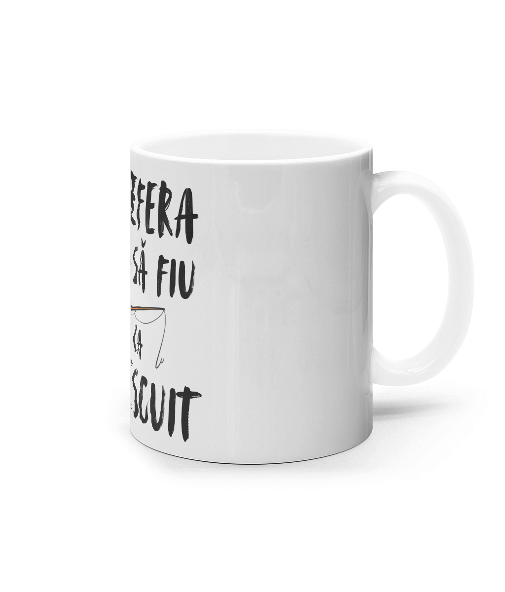 Cană ceramică albă „Aș prefera să fiu la pescuit” - imagine 2