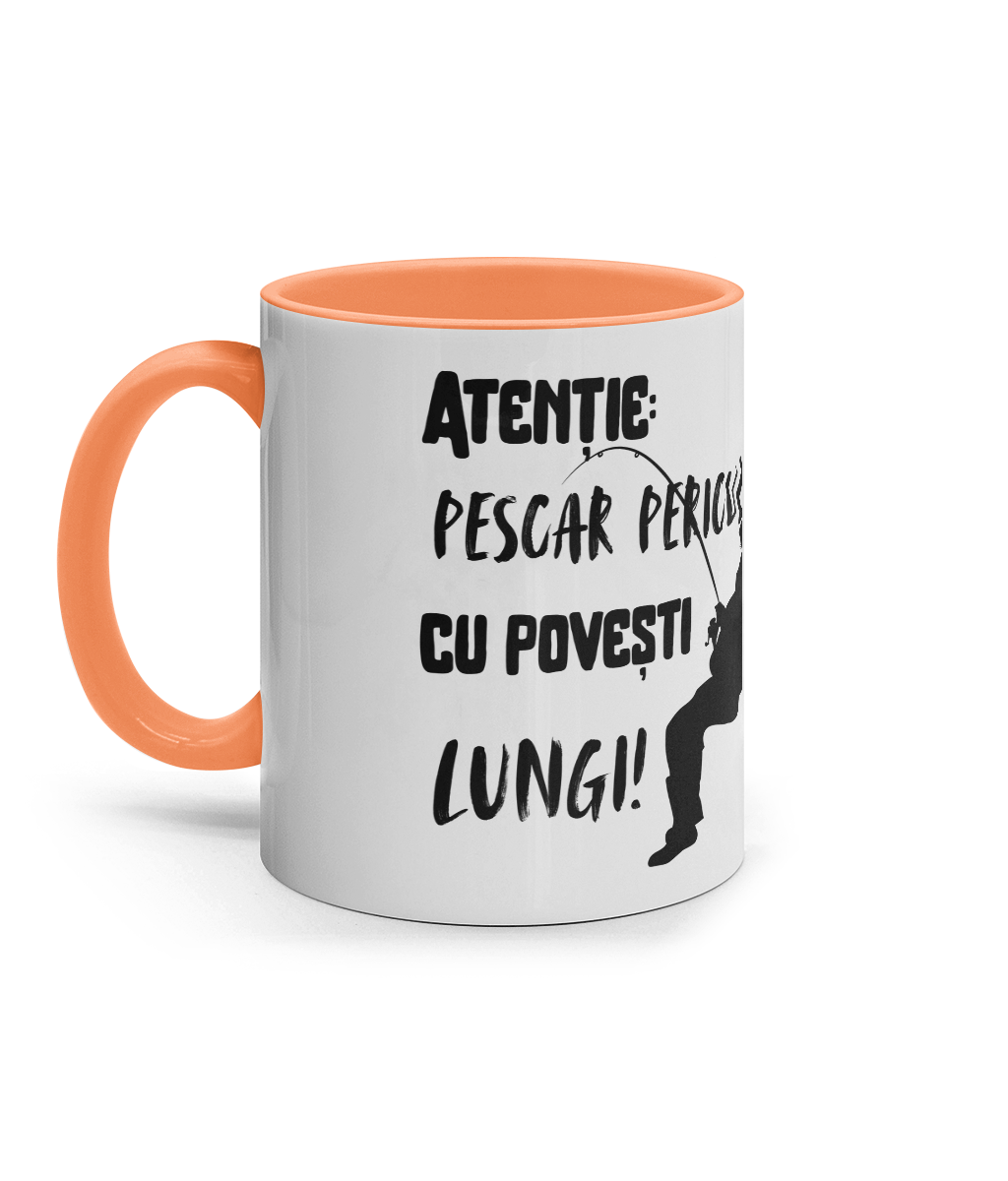 Cană ceramică „Atenție: pescar periculos cu povești lungi" - imagine 5