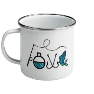 Cană emailată „I love fishing”