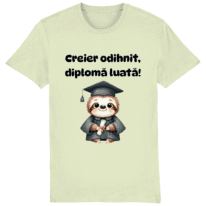 Tricou unisex „Creier odihnit, diplomă luată”