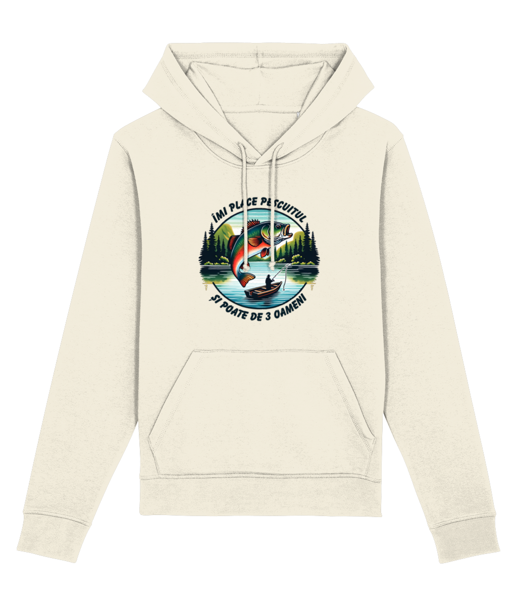 Hanorac barbati femei unisex cadou amuzant personalizat pentru pescari amatori si profesionisti pasionati iubitori de pescuit Imi place pescuitul si poate de 3 oameni