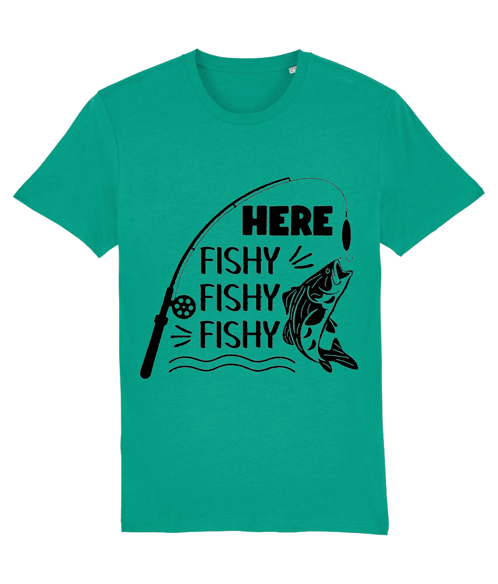 Tricou personalizat cadou pentru iubitorii de peste si pescuit pescari amatori si profesionisti pasionati Here fishy, fishy, fishy