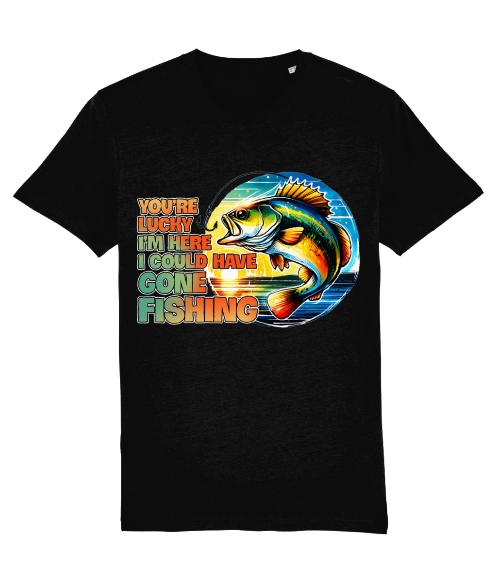 Tricou pentru iubitorii de pescuit pescari amatori sau profesionisti pasionati cadou personalizat You'relucky I'm here I could have gone fishing