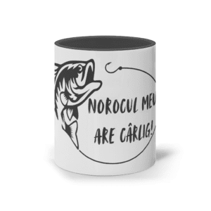 Cană ceramică colorată „Norocul meu are cârlig”