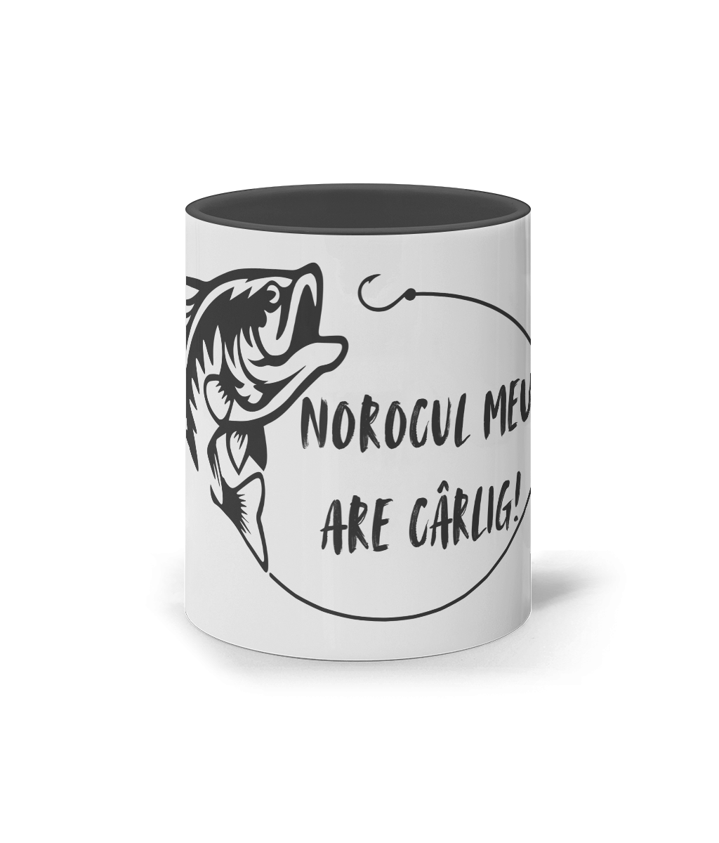 Cana ceramica colorata pentru iubitorii de pescuit pescari amatori si profesionisti pasionati Norocul meu are carlig