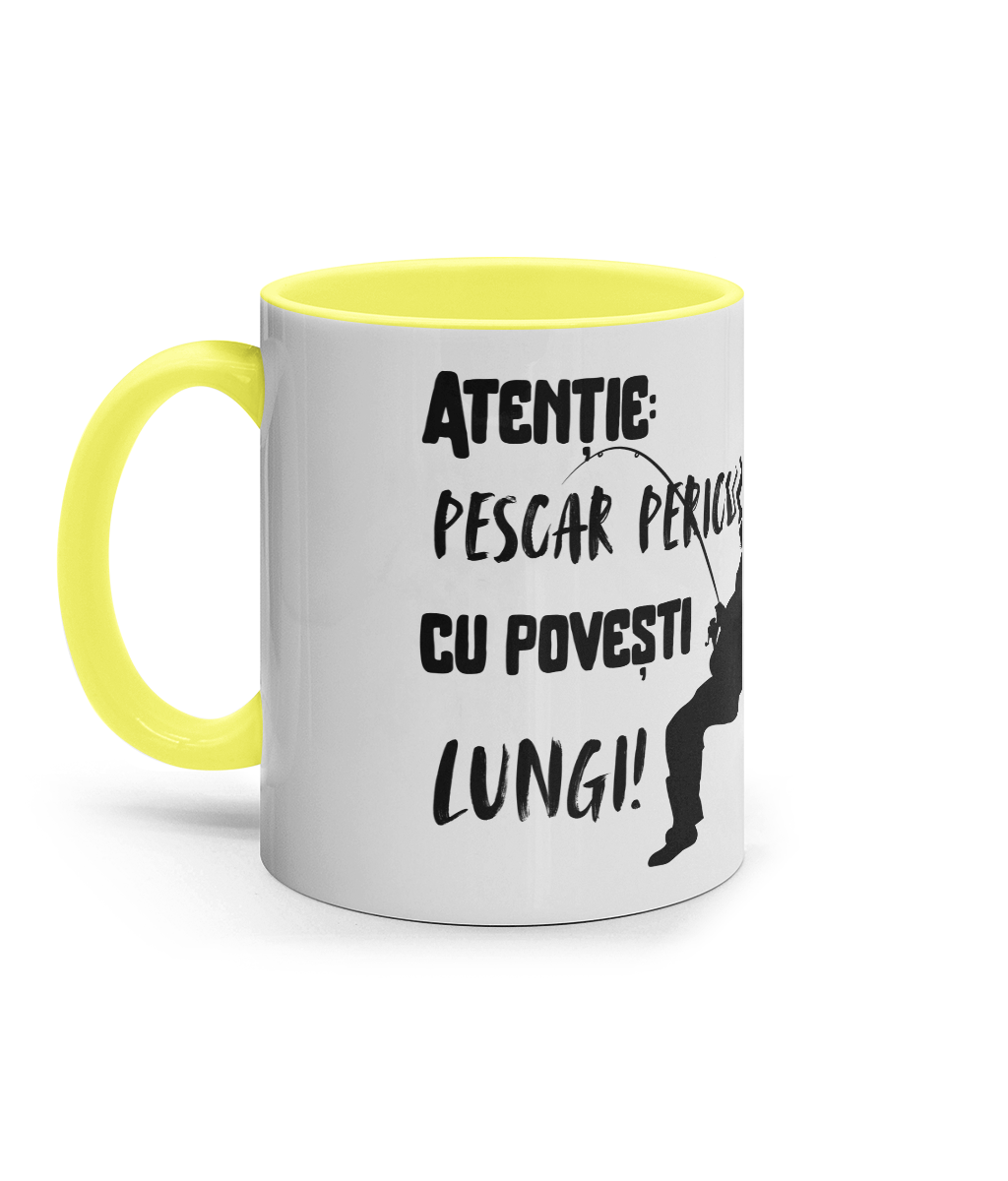 Cană ceramică „Atenție: pescar periculos cu povești lungi" - imagine 4