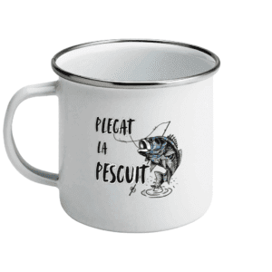 Cană emailată „Plecat la pescuit”
