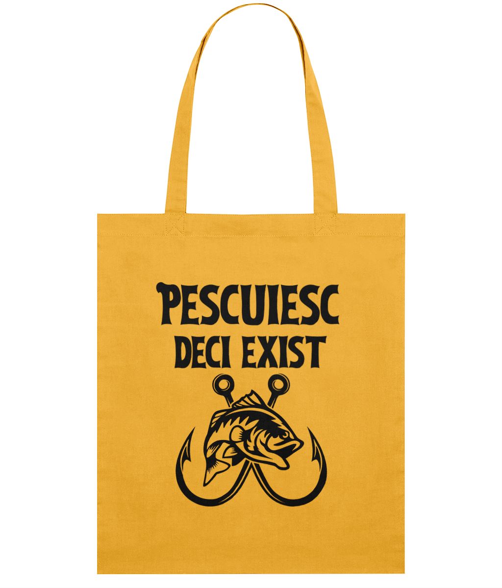 Sacosa din bumbac personalizata pentru iubitorii de peste si pescuit cadou pentru pescari profesionisti si amatori pasionati Pescuiesc deci exist
