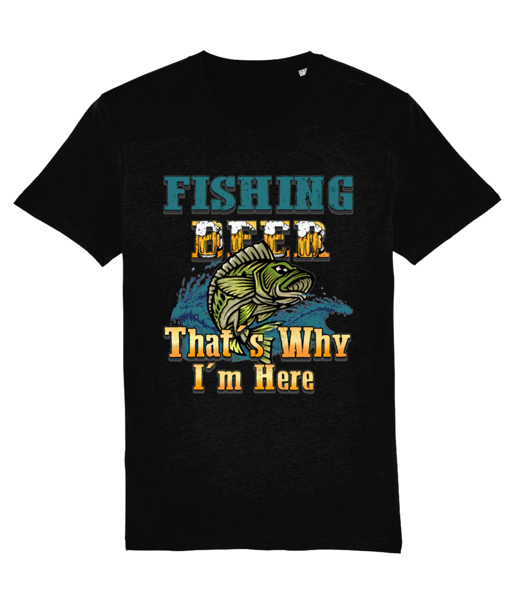 Tricou personalizat pentru iubitorii de pescuit si bere pescari amatori si profesionisti pasionati cadou amuzant Fishing beer that's why I'm here