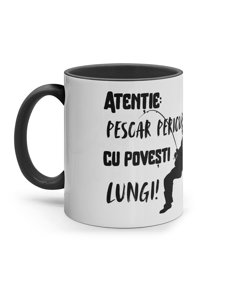 Cană ceramică „Atenție: pescar periculos cu povești lungi" - imagine 7