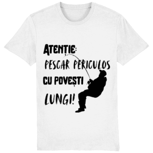 Tricou „Atenție: pescar periculos cu povești lungi”