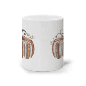 Cană ceramică albă „Lectură de toamnă”