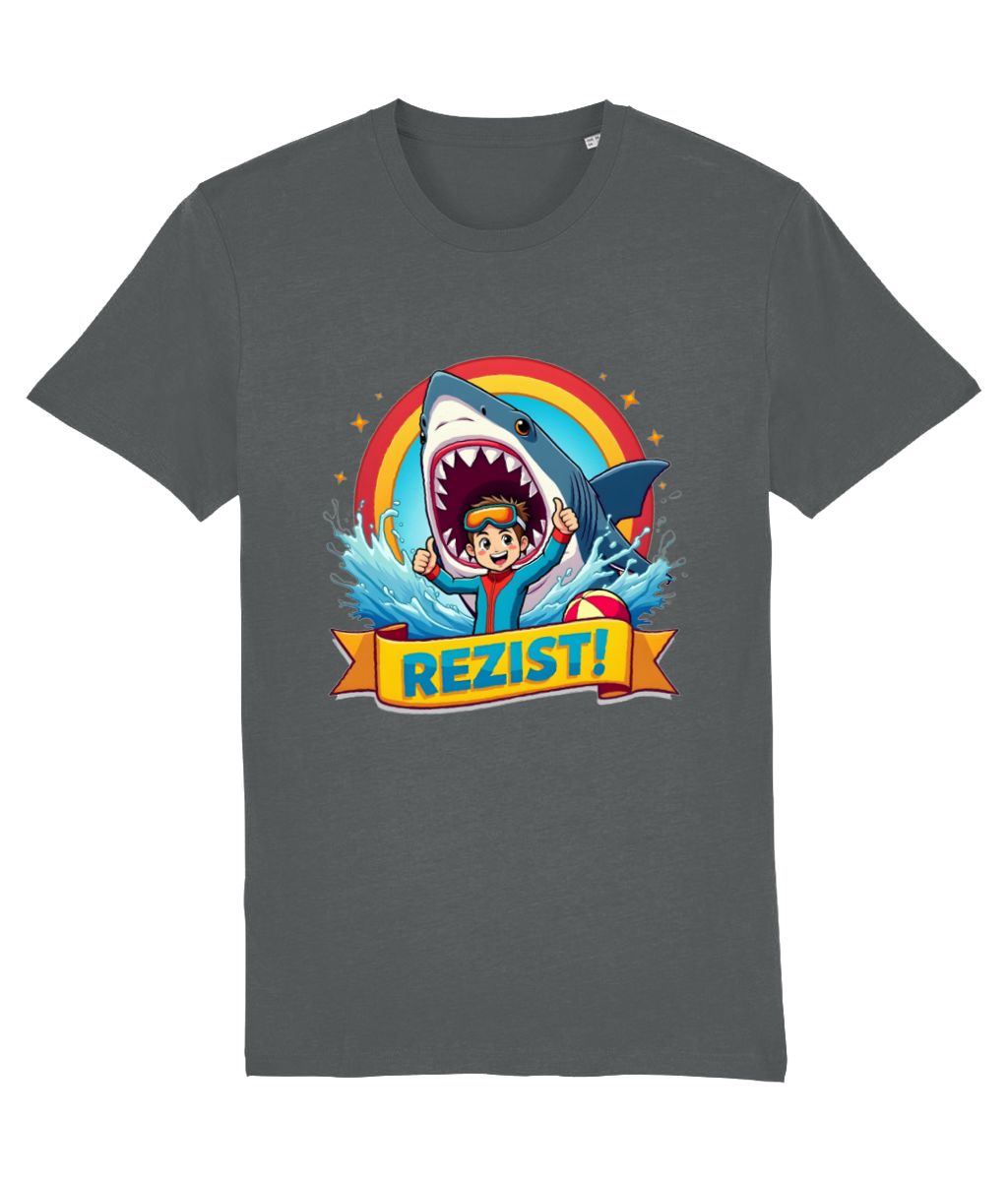 Tricou unisex „REZIST!” – Curaj, culoare și umor în fața oricărui rechin - imagine 11
