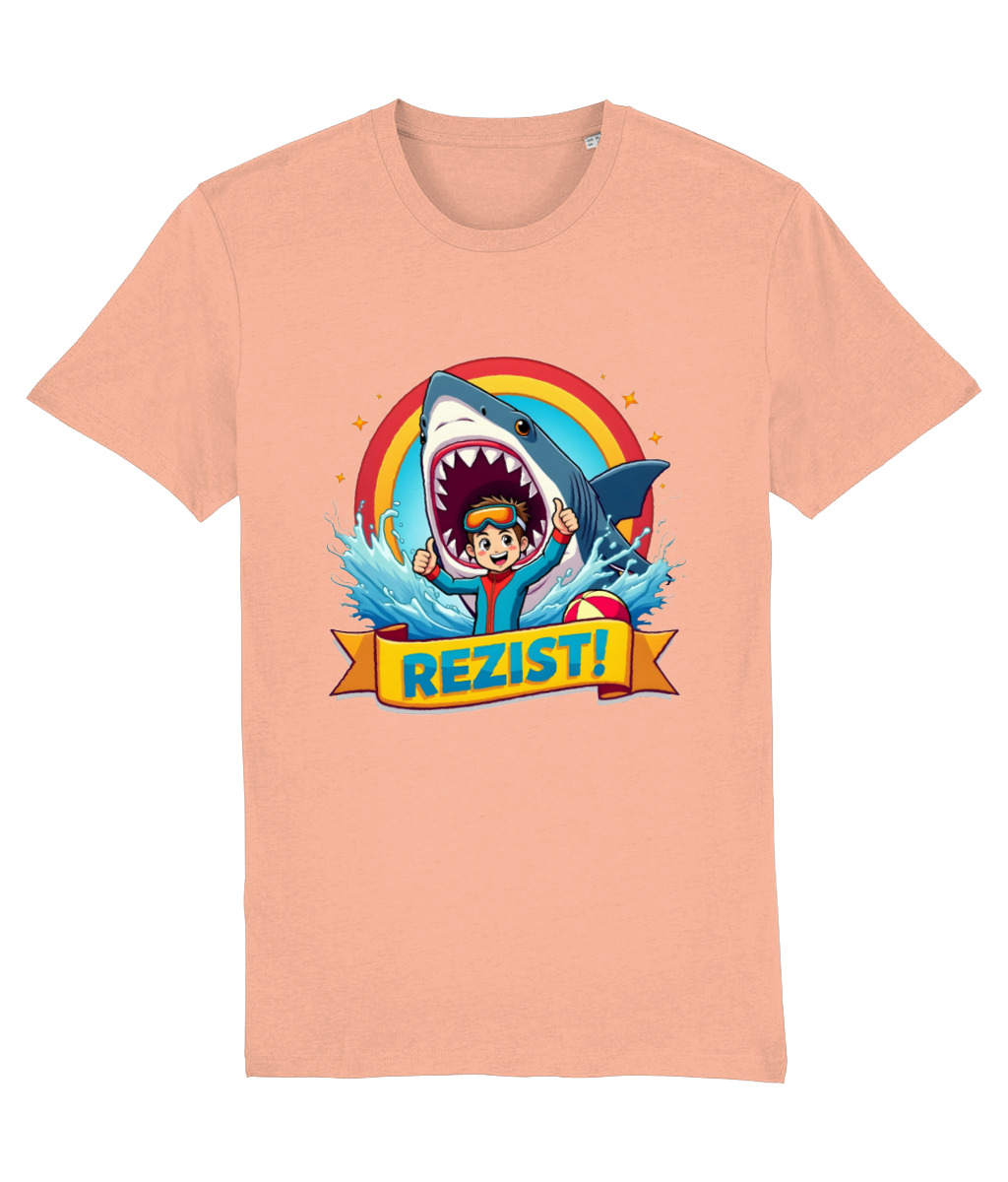 Tricou unisex „REZIST!” – Curaj, culoare și umor în fața oricărui rechin - imagine 6