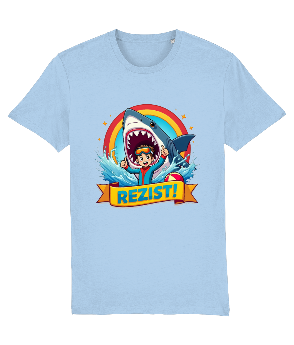 Tricou unisex „REZIST!” – Curaj, culoare și umor în fața oricărui rechin - imagine 9