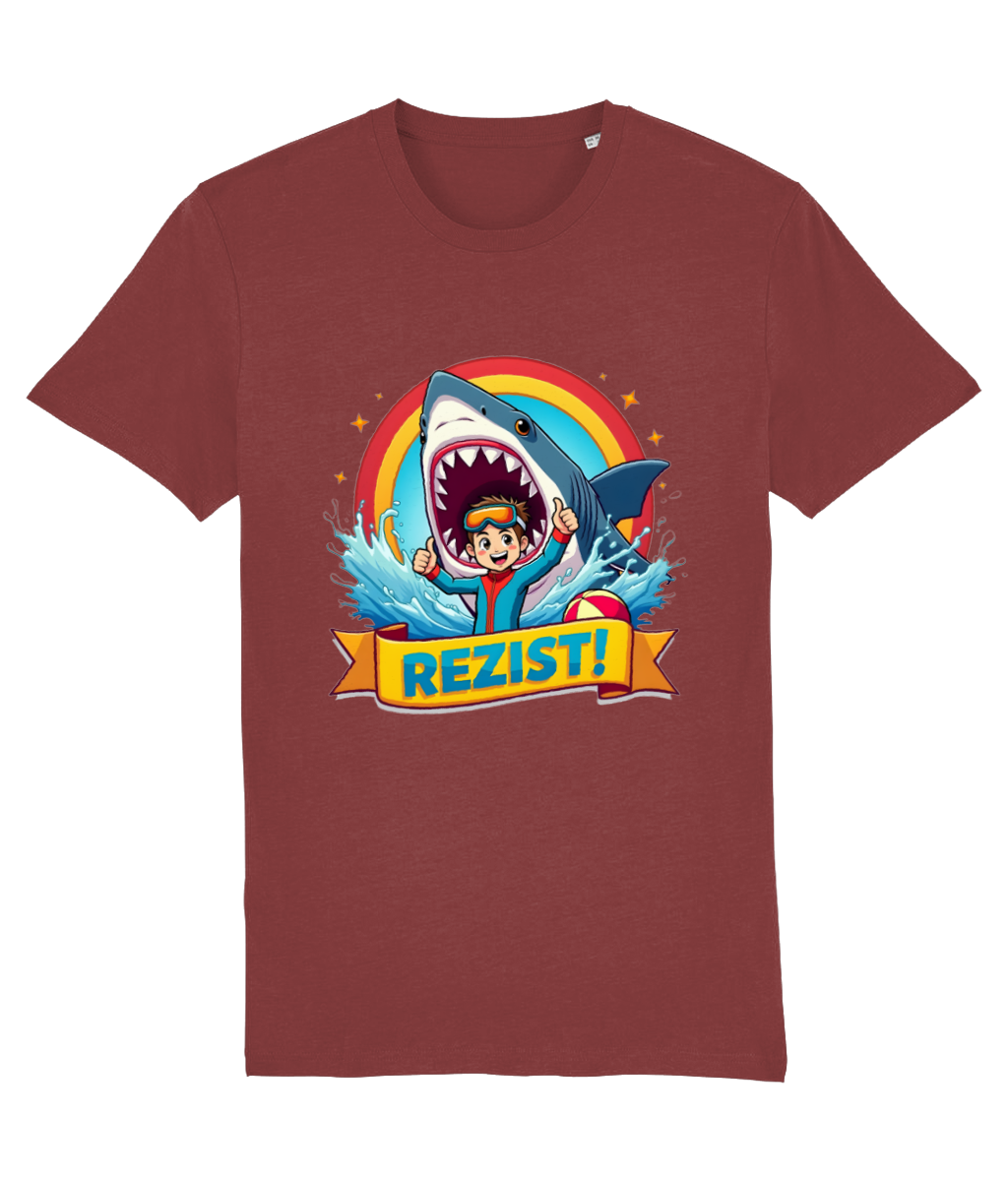 Tricou unisex „REZIST!” – Curaj, culoare și umor în fața oricărui rechin - imagine 8