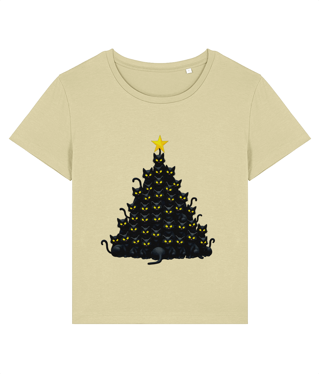 Tricou damă „Pomul de Crăciun… cu mustăți” – Pentru iubitoarele de pisici și sărbători - imagine 7