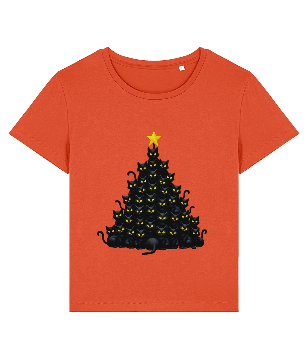 Tricou damă „Pomul de Crăciun… cu mustăți” – Pentru iubitoarele de pisici și sărbători - imagine 5