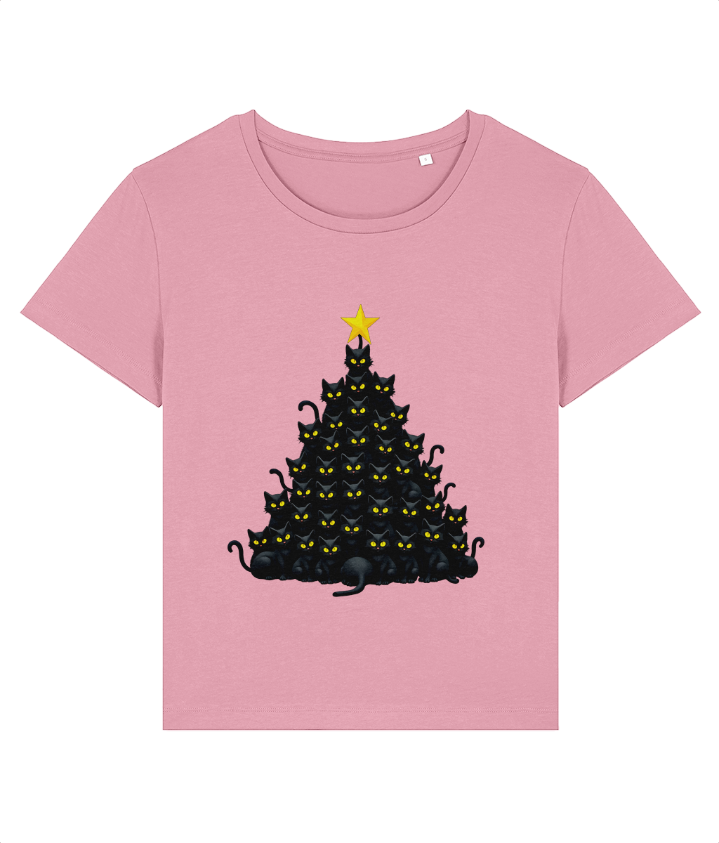 Tricou damă „Pomul de Crăciun… cu mustăți” – Pentru iubitoarele de pisici și sărbători - imagine 6